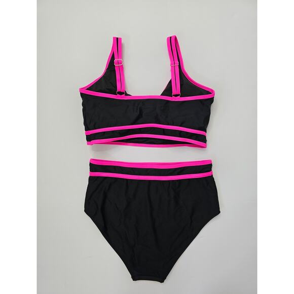 Blooming Jelly Black Pink high waisted two piece swim Women Size M - Picture 2 of 5